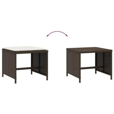 Tuinkrukken 4 st met kussens 40x40x35 cm poly rattan bruin Tuinkrukken 4 st met kussens 40x40x35 cm poly rattan bruin