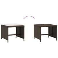 Tuinkrukken 4 st met kussens 40x40x35 cm poly rattan bruin - thumbnail