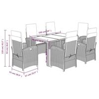 7-delige Tuinset met kussens poly rattan zwart - thumbnail