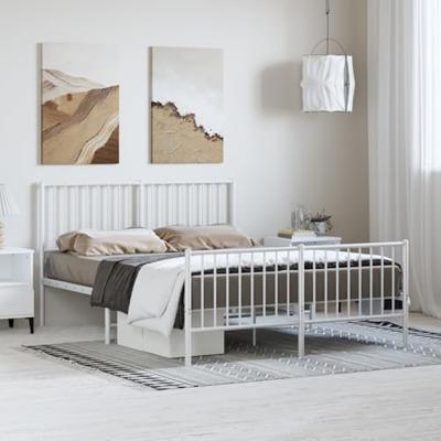 Bedframe met hoofd- en voeteneinde metaal wit 135x190 cm