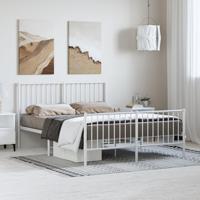 Bedframe met hoofd- en voeteneinde metaal wit 135x190 cm - thumbnail