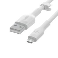 Belkin BoostCharge Flex siliconen USB Type A/Lightning-kabel (3 m), MFi-gecertificeerde laadkabel voor iPhone 14/14 Plus, 13, 12, Pro, Max, mini, SE, iPad en meer – Wit - thumbnail