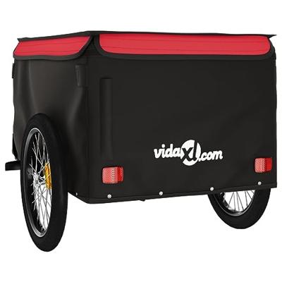 Fietstrailer 45 kg ijzer zwart en rood - thumbnail