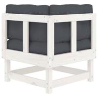 Hoekbanken 2 st met kussens massief grenenhout wit - thumbnail