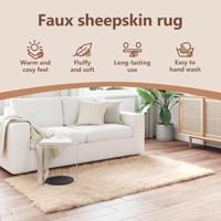 VidaXL Nep schapenvacht tapijt tafalla beige 80 x 200 cm polyester - thumbnail