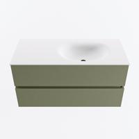 MONDIAZ VICA 100cm badmeubel onderkast Army 2 lades. Wastafel MOON rechts zonder kraangat, kleur Talc. - thumbnail