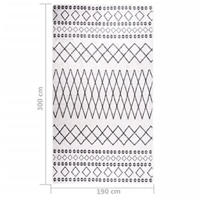 Vloerkleed wasbaar anti-slip 190x300 cm zwart en wit