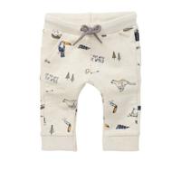 Noppies baby slim fit joggingbroek Tofield met biologisch katoen ecru/donkerblauw/bruin - thumbnail