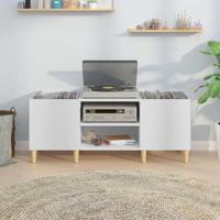 Platenkast 121x38x48 cm bewerkt hout wit - thumbnail