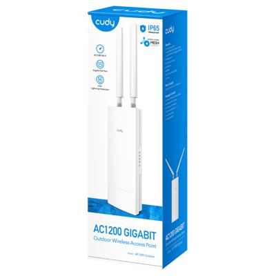 Cudy Outdoor AC1200 Gigabit draadloos toegangspunt, outdoor WiFi extender, IP65 waterbestendig, Gigabit RJ45, Beamforming, MU-MIMO, PoE adapter inbegrepen, AP1300-Outdoor