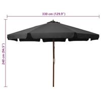 Parasol met houten paal 330 cm antraciet - thumbnail