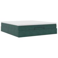 Ottoman bed met matras 160x200cm fluweel donkergroen - thumbnail