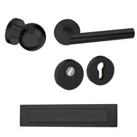 Hardbrass Voordeurset Sfera rond SKG3 met kerntrekbeveiliging - zwart - thumbnail