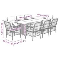 9-delige Tuinset met kussens poly rattan gemengd beige - thumbnail
