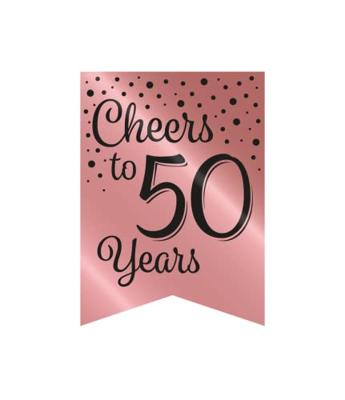 Verjaardagsslinger Vaandel 50 Jaar Roze/Zwart (6m)