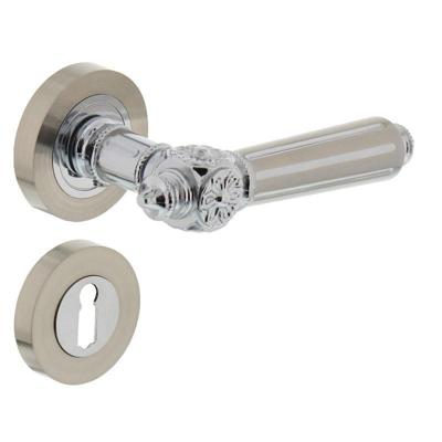 Deurkruk 1716 Julietta op rond rozet 7mm nokken met sleutelgat plaatjes chroom/nikkel mat Deurkruk 1716 Julietta op rond rozet 7mm nokken met sleutelgat plaatjes chroom/nikkel mat