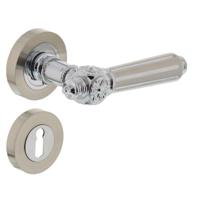 Deurkruk 1716 Julietta op rond rozet 7mm nokken met sleutelgat plaatjes chroom/nikkel mat - thumbnail