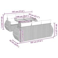 7-delige Loungeset met kussens poly rattan grijs - thumbnail