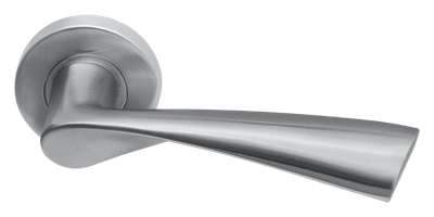 Deurklink Quadro massief op rond rozet geveerd Deurklink Quadro massief op rond rozet geveerd