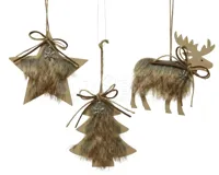 Kerstornament Kerstfiguur Hout en Bont Assorti 1st - thumbnail