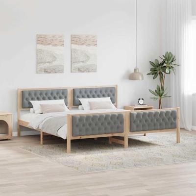 Bedframe Lichtgrijs 200 x 200 cm Massief grenenhout