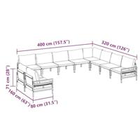 Tuinbankenset met kussen 10 pcs Zwart Staal - thumbnail