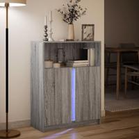 Dressoir met LED 77x34x100 cm bewerkt hout grijs sonoma eiken - thumbnail
