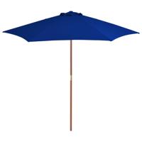 VidaXL Parasol met houten paal 270 cm blauw - thumbnail