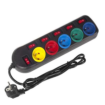 Maclean MCE204M power uitbreiding 1,5 m 5 AC-uitgang(en) Binnen Zwart, Meerkleurig