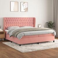 Boxspring met matras fluweel roze 200x200 cm - thumbnail