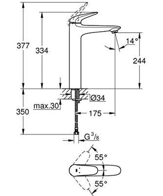 GROHE Eurostyle New waterbesparendes wastafelkraan XL size met gesloten greep chroom 23719003 - thumbnail