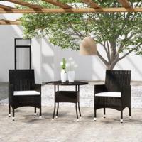 3-delige Tuinset poly rattan zwart - thumbnail