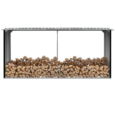 VidaXL Haardhoutschuur 330x92x153 cm gegalvaniseerd staal antraciet