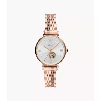 Emporio Armani automatisch dameshorloge met kristallen zilveren wijzerplaat AR60023 Emporio Armani automatisch dameshorloge met kristallen zilveren wijzerplaat AR60023