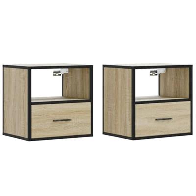 Nachtkastjes 2 st wandgemonteerd 40x31x39,5cm sonoma eikenkleur