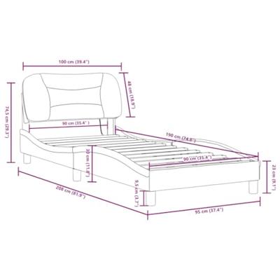 Bedframe met LED zonder matras "Hvar" kunstleer zwart en wit 90x190 cm