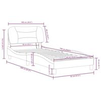 Bedframe met LED zonder matras "Hvar" kunstleer zwart en wit 90x190 cm - thumbnail