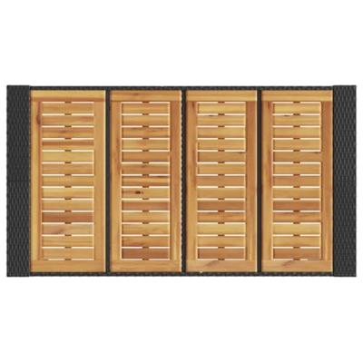 Tuinbartafel acaciahouten blad 145x80x110 cm poly rattan zwart
