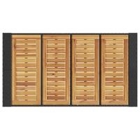 Tuinbartafel acaciahouten blad 145x80x110 cm poly rattan zwart - thumbnail