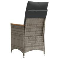 Tuinstoelen 2 st verstelbaar met kussens poly rattan grijs - thumbnail