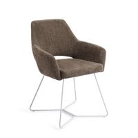 Jesper Home Eetkamerstoel 'Yanai' Beehive White, kleur Checked Chestnut - thumbnail