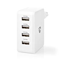 Wandoplader | 4,8 A | 4 uitgangen | USB-A | Wit - thumbnail