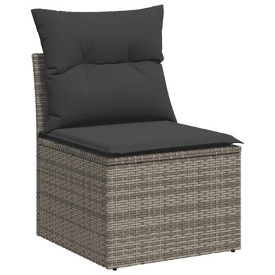 4-delige Loungeset met kussens poly rattan grijs - thumbnail