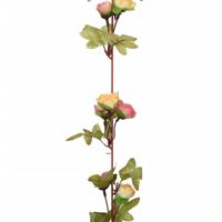 VidaXL Kerstslingers met bloemen 6 st 215 cm roze - thumbnail