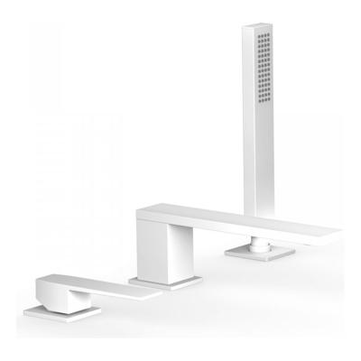 Badrandkraan Tres Slim Exclusive met Handdoucheset Rechte Uitloop 18 cm Mat Wit Tres Badrandkraan Tres Slim Exclusive met Handdoucheset Rechte Uitloop 18 cm Mat Wit Tres