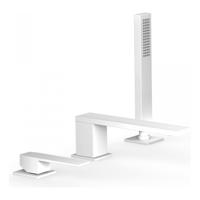 Badrandkraan Tres Slim Exclusive met Handdoucheset Rechte Uitloop 18 cm Mat Wit Tres - thumbnail