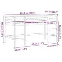 Kinderhoogslaper met ladder 80x200 cm massief grenenhout bruin - thumbnail