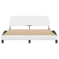 Bedframe met hoofdbord kunstleer wit 160x200 cm - thumbnail
