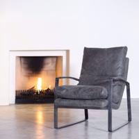 Eleonora Leren Fauteuil 'Lex', kleur antraciet - thumbnail