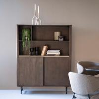 Eleonora Boekenkast 'Lio' Mangohout en Travertin, 150 x 120cm - thumbnail